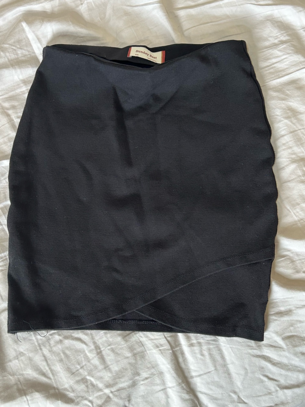 Sunday Best Black Pencil Skirt with Wrap Hem